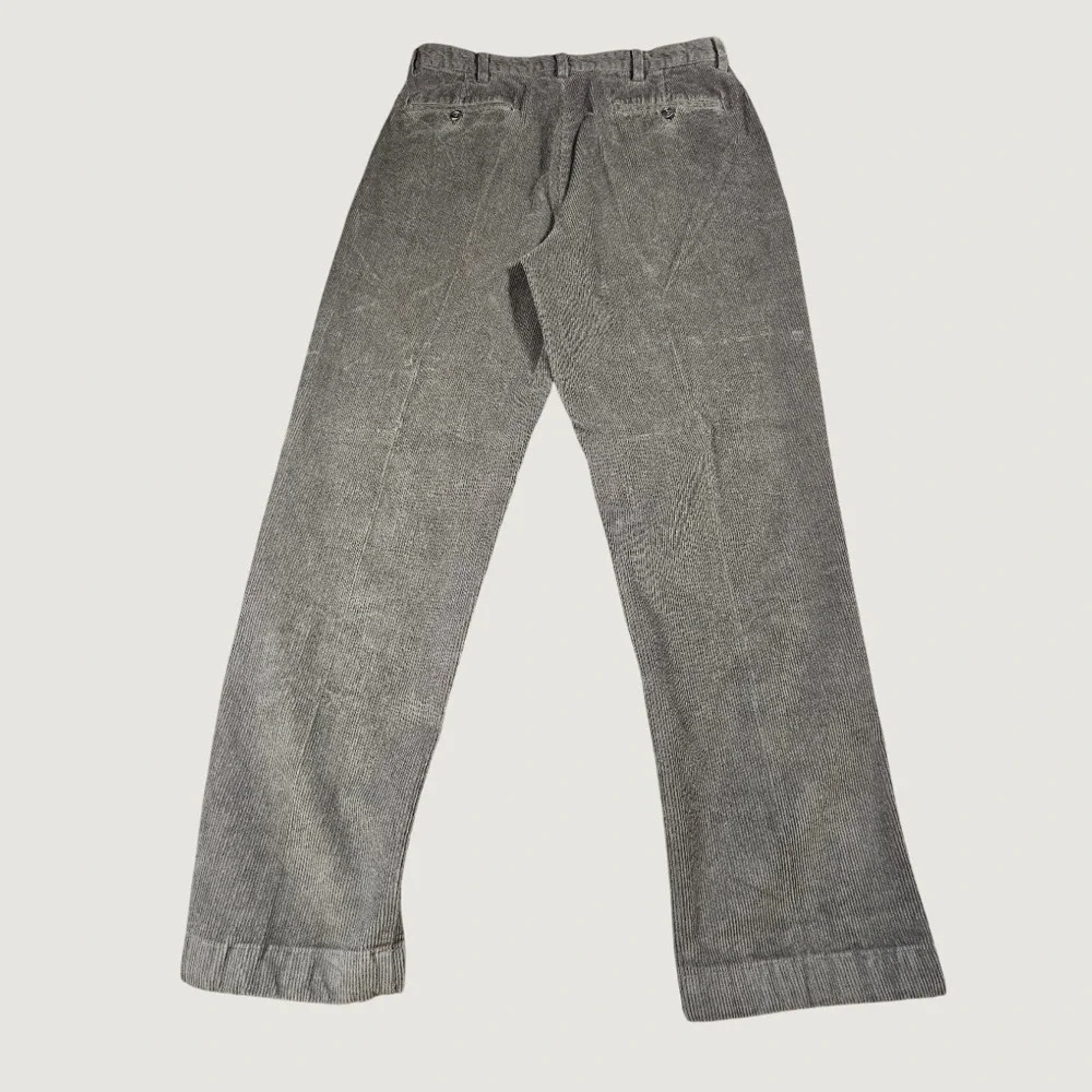 LL Bean Mens Grey Corduroy Pants Straight Leg Wide Wale Cotton Trousers 32x31